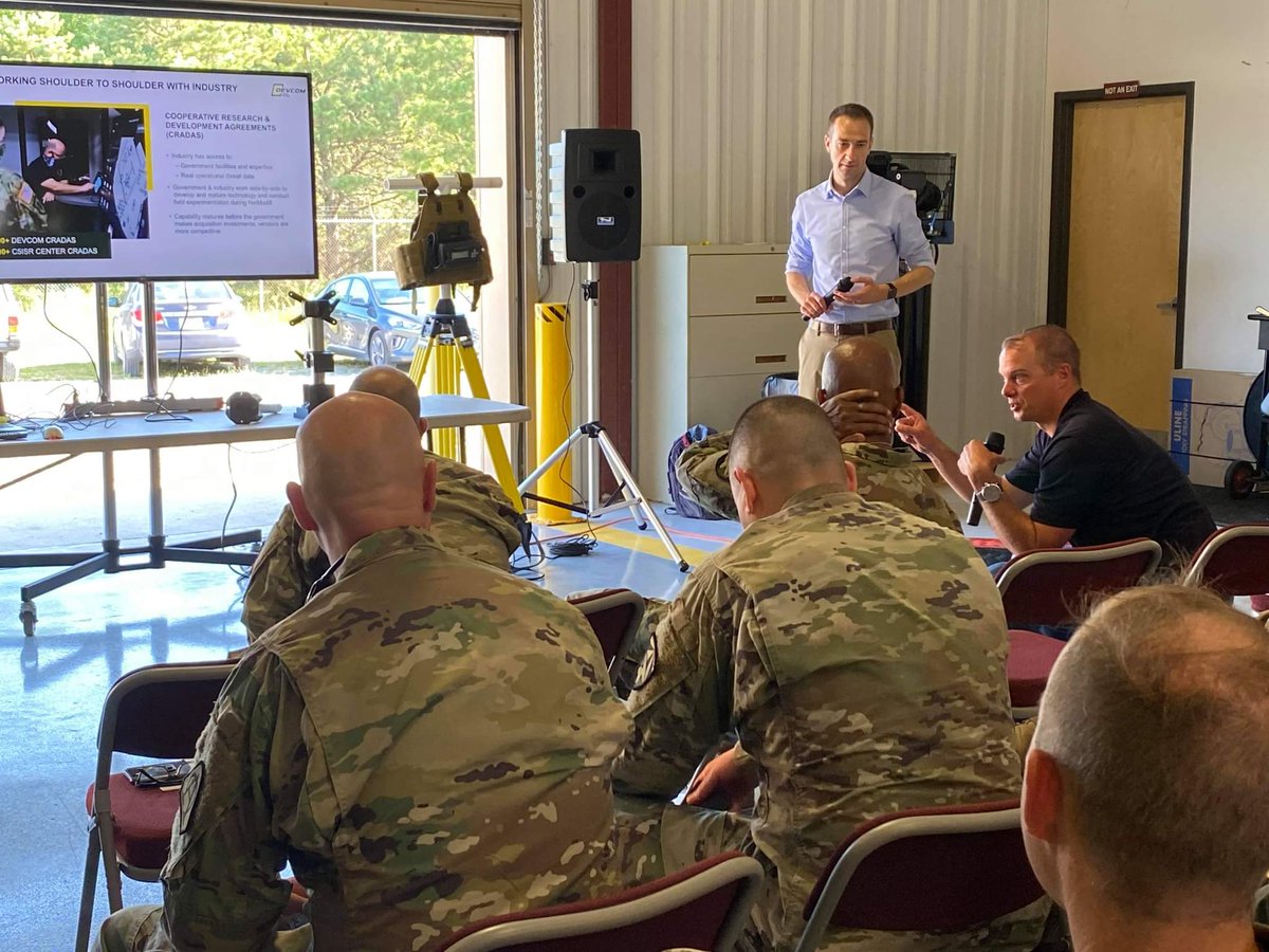 DEVCOM_C5ISR's tweet photo. #TechTuesday: C5ISR Center Director Joseph Welch kicks off the day by speaking to #USArmy partners during the NetModX 21 Demonstration Day. Participants will interact w/scientist & engineers, while observing technologies in this year's field-based experiment.
#ExploreNetModX https://t.co/LaF0f3A2Fh