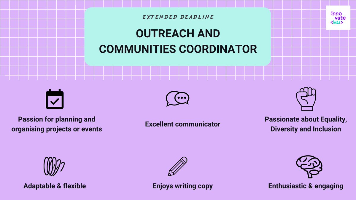 innovateheruk's tweet image. Our co-founder @JoMorfee is now giving our partners a few quick #InnovateHer updates before we gain partner feedback!

One update is about our recruitment strategy, which involves the exciting vacancy below! 

Apply here👉bit.ly/3jxu06C

#CommunityLearningSeries