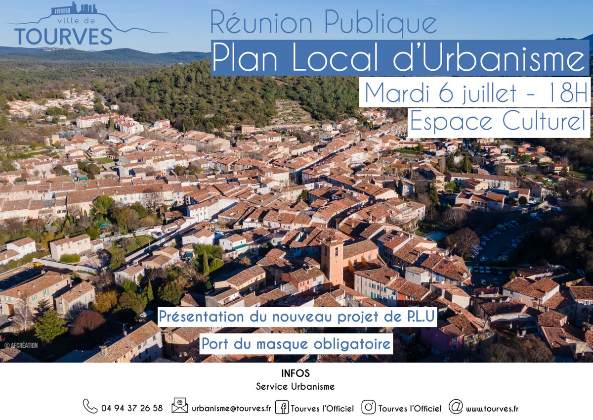 [RÉUNION PUBLIQUE PLAN LOCAL D'URBANISME]

📆 Mardi 6 juillet
🕐 18H
📍 Espace Culturel
➡ Plus d'infos : urbanisme@tourves.fr / 04 94 37 26 58