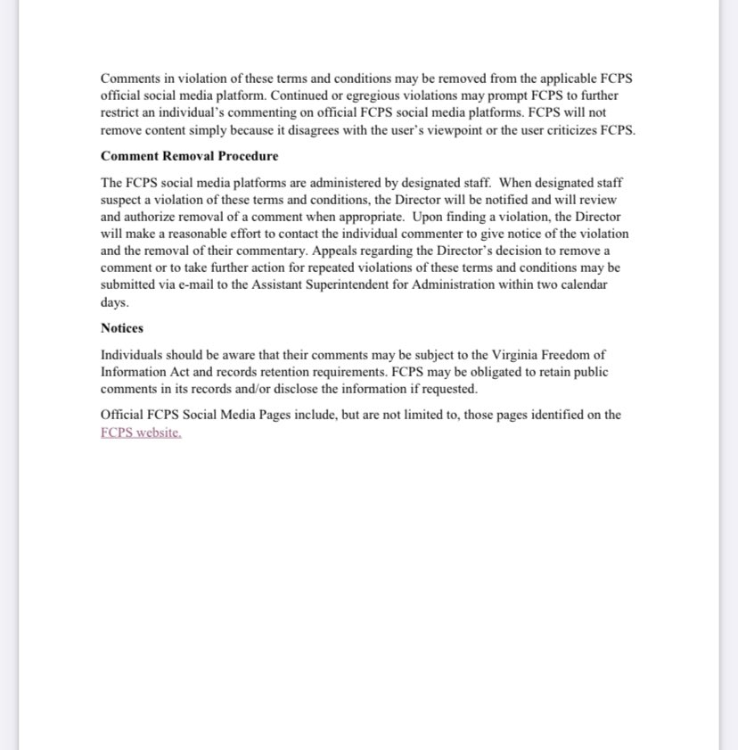 FCPS Social Media Terms and Conditions