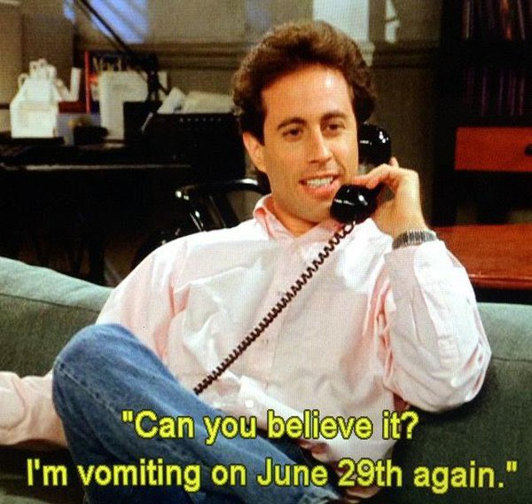 Seinfeld2000's tweet photo. happy seinfeld vomit day to all those who celebrate https://t.co/0UZfEYyGJe