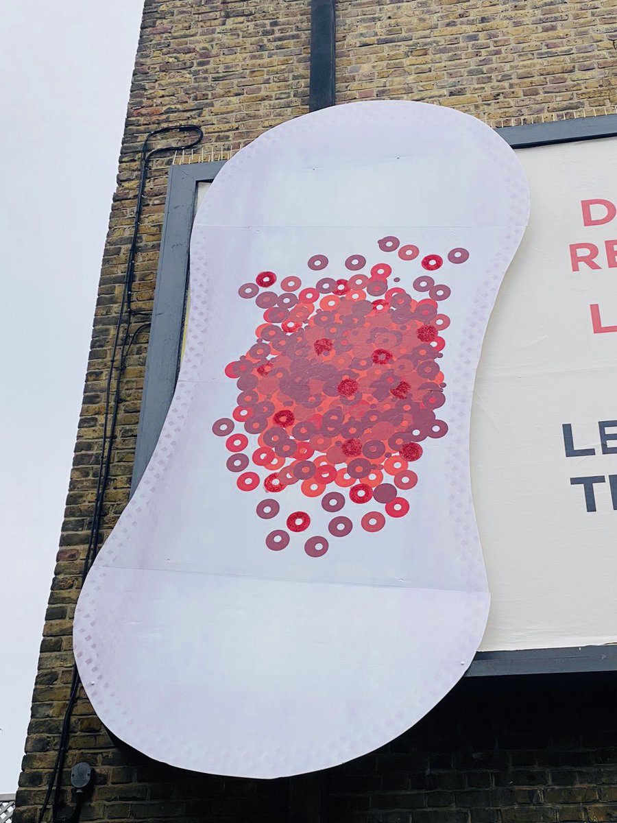 Emmabarnett's tweet photo. Live scenes. East London. Men at work. Sticking 🩸 discs to a supersize pad. Never been so proud.
If you had told me my bid to smash period shame would culminate with a giant sani pad stuck to an off licence, I would have have said: BRING. IT. ON. 🩸 Period pride. It’s spreading https://t.co/NMMwsN1t07