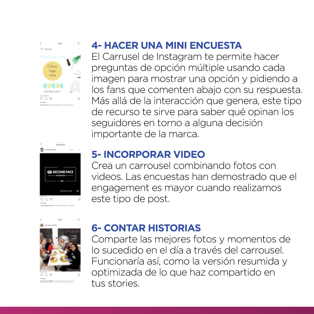 El Carrousel de Instagram es el formato de posteo que mejor engagement genera. Te dejamos 6 ideas para aprovecharlo al máximo.
Síguenos en instagram.com/nucleod.es para conocer todos los tips de #MarketingDigital