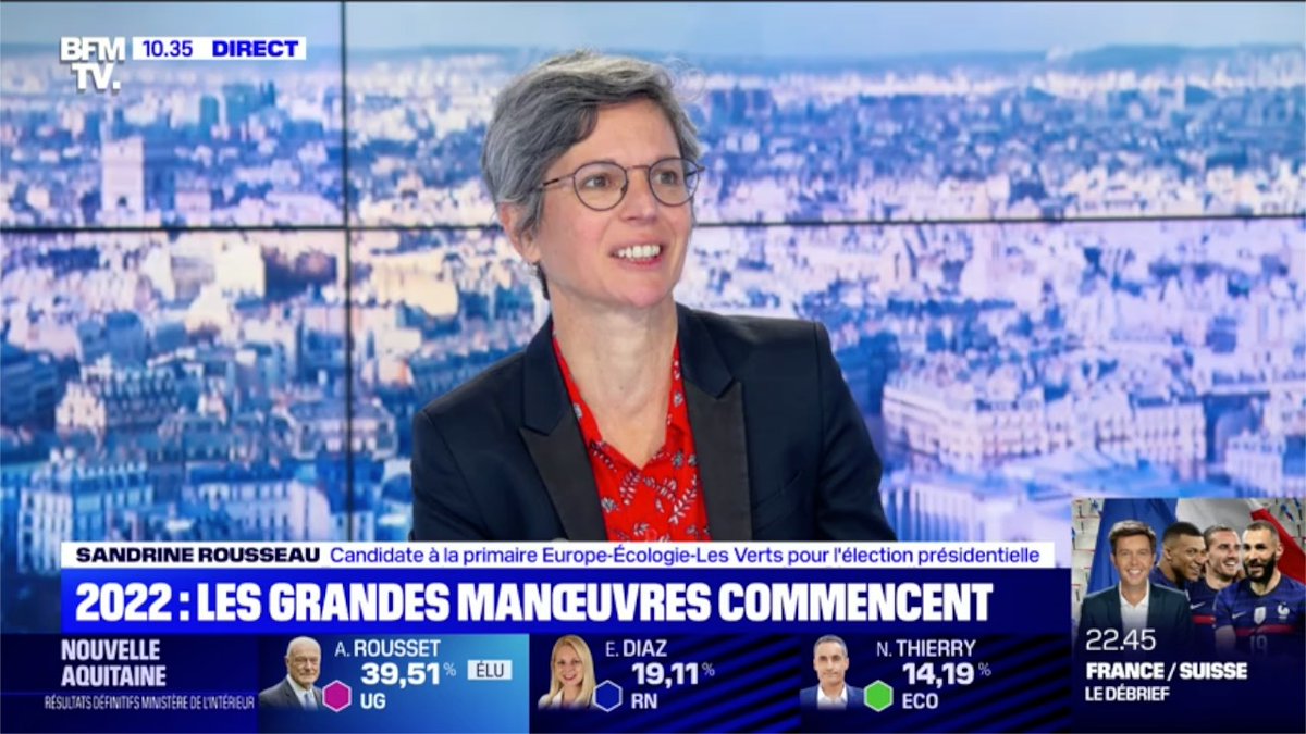 Ce qu'a dit <a href="/sandrousseau/">Sandrine Rousseau</a>, candidate à la #PrimaireÉcologiste, économiste, V-P de l’<a href="/univ_lille/">Université de Lille</a>: #Zemmour2022. La #retraite à 64 ans? #Macron et  l'#UrgenceClimatique: "Pardon, mais j'ai pas vu ce qu'on partageait avec #EmmanuelMacron" [1] La [VIDÉO]: youtu.be/Cl7R4EowSdk