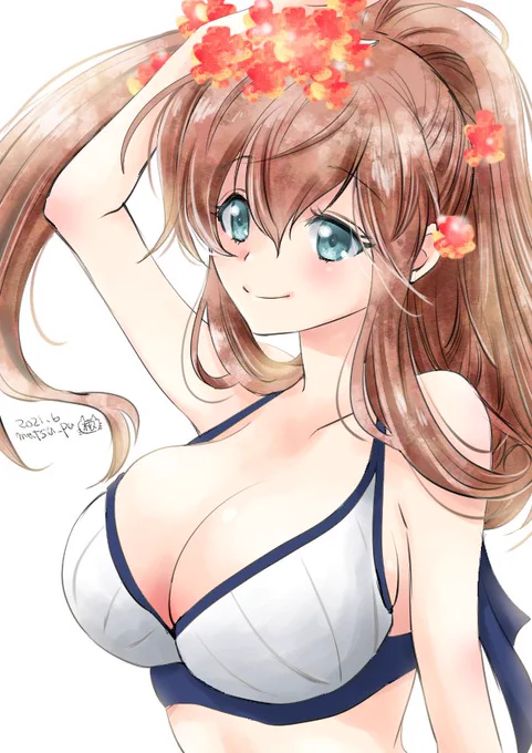#艦これ版深夜の真剣お絵描き60分一本勝負
#艦これ版真剣お絵描き60分一本勝負_20210629
#サラトガ  +12分でした>< 