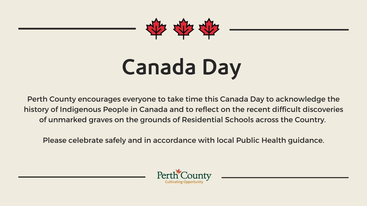 This Canada Day we encourage everyone to take time to acknowledge the history of Indigenous People in Canada and reflect on the recent difficult discoveries of unmarked graves on the grounds of Residential Schools.  

Learn more about Residential Schools: indigenouspeoplesatlasofcanada.ca/article/histor…