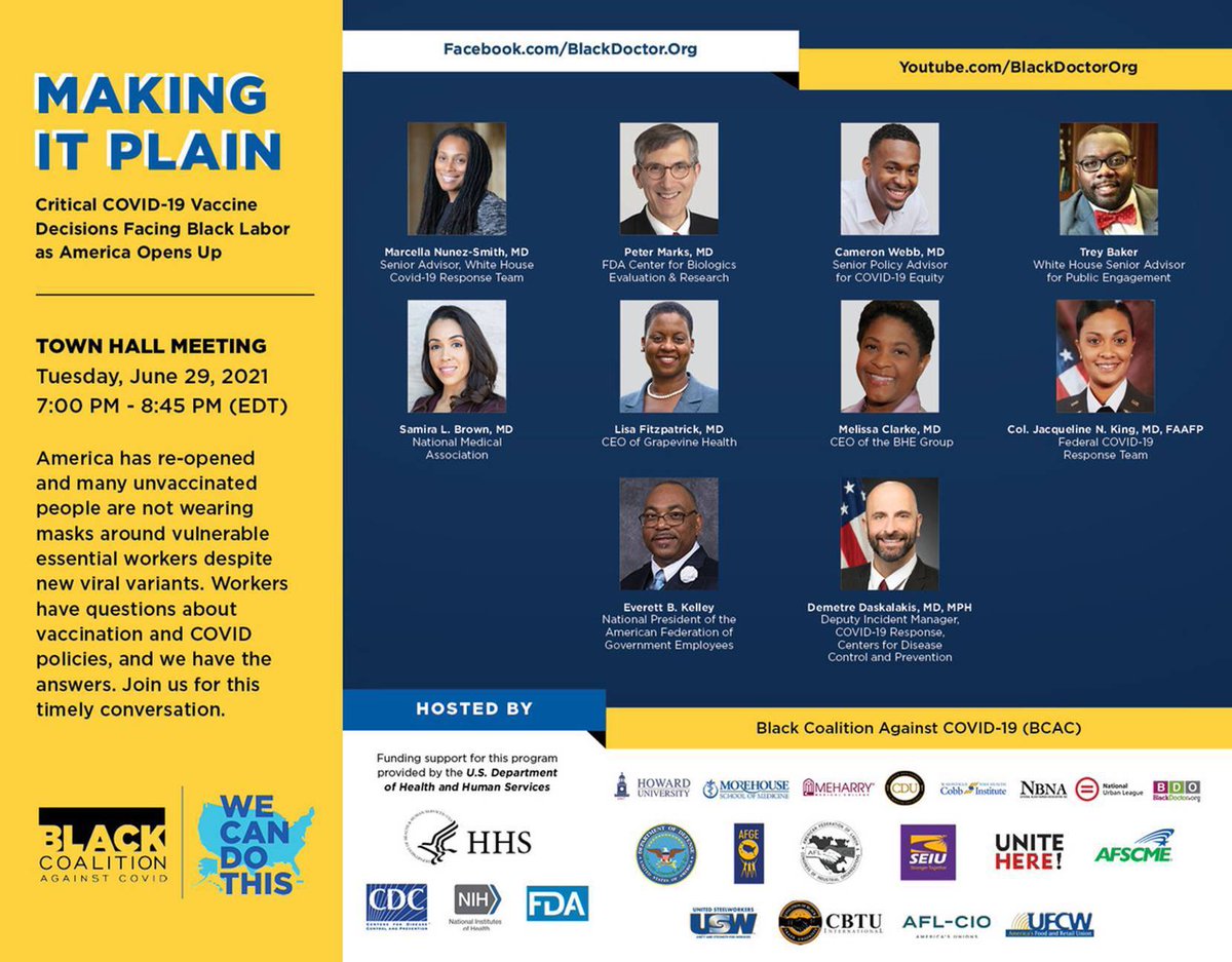 EricaLoewe46's tweet photo. TONIGHT at 7PM ET: #MakingItPlain: Critical COVID-19 Vaccine Decisions Facing Black Labor As America Opens Up @BCAgainstCOVID https://t.co/BBLoJ4x4Xm