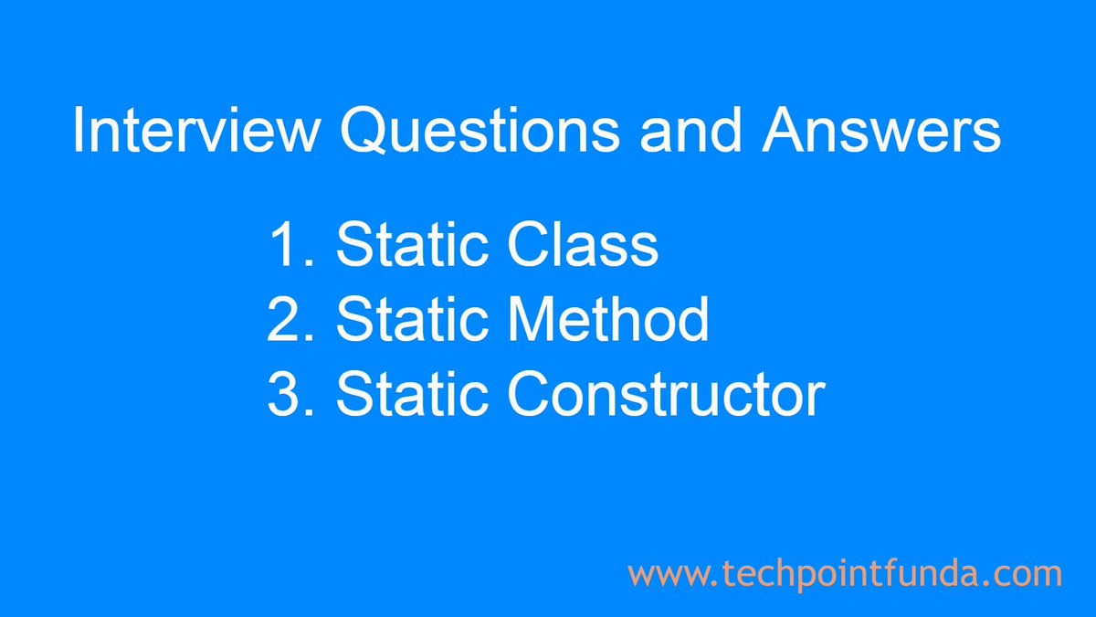TechPointFunda's tweet image. Static Class Interview Questions and Answers C# | Tech Point Fundamental... youtu.be/oYHHs7nb-X8 via @YouTube 

#CSharpInterviewQuestionsAndAnswers #CSharp #InterviewQuestionsAndAnswers #InterviewQuestions #InterviewPreparation #TechPointFundamentals #TechPointFunda