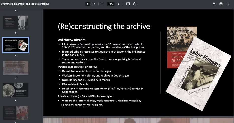 Nina Trige Andersen is taking us through the history of labour migration in Filipino-Danish relations, offering us a great overview of all the actors involved, and of the sources that can help us explore this history. #movinglabour