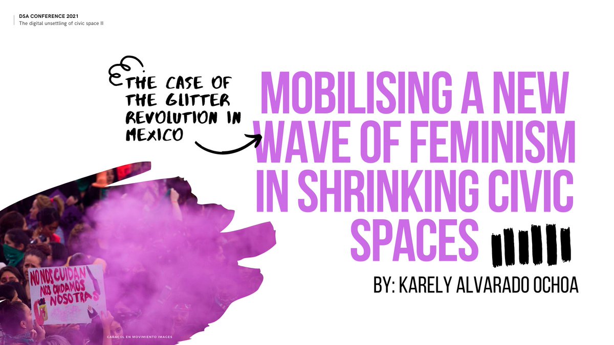 Tomorrow I will be speaking on shrinking #CivicSpace and feminist mobilising in Mexico at the #DSA2021 conference. So excited to reflect on this inspiring #movement
Looking forward to the panel with <a href="/Anandstweets/">Anand</a>, <a href="/rinisinha92/">Rini Sinha</a> and <a href="/phat_controller/">Migrating to @phatcontroller.bsky.social</a> 
 #DigitalRights <a href="/ADRNorg/">African Digital Rights Network</a>