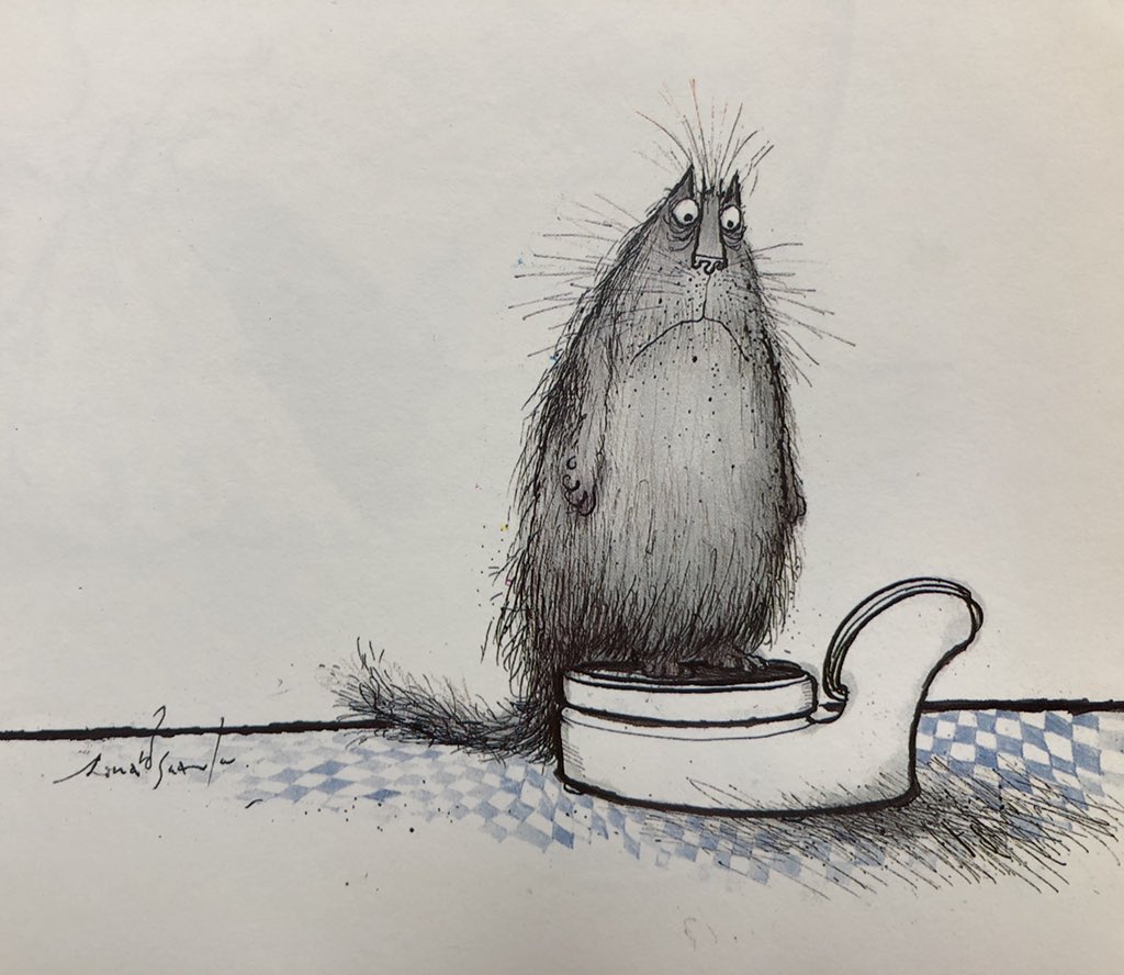 Ronald Searle caricaturista, ilustrador dibujo infinidad de gatos