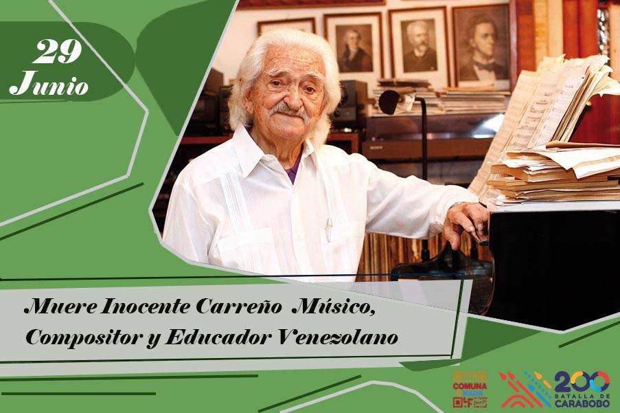 mincomunas_ve's tweet photo. #Efemérides📅 | Hoy se cumplen 5 años del fallecimiento del director de orquestas Inocente Carreño. 
En 1970 se desempeñó como Ministro consejero ante la Unesco, fue nombrado Director  de la Escuela Superior de Música de Caracas.
#FelizDía https://t.co/fwHr9e62ql