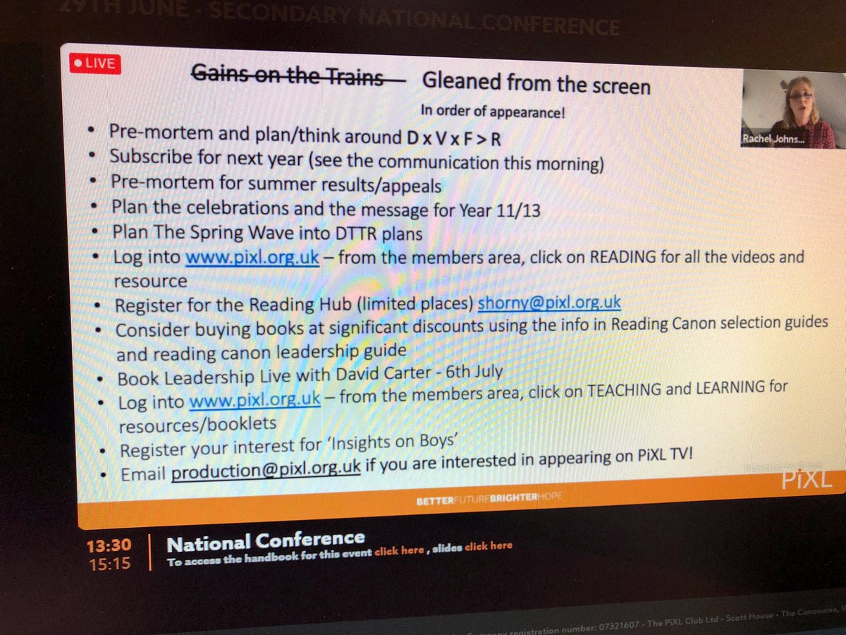 LizSaddler's tweet photo. Thanks @PiXLclub @RachelPiXL for today’s meeting lots to think about and plan for #reading #TandL #Year11plans #premortems #gleanedfromthescreen
Plus we’d love to host as a satellite - have emailed :) https://t.co/tl15s2kx3A