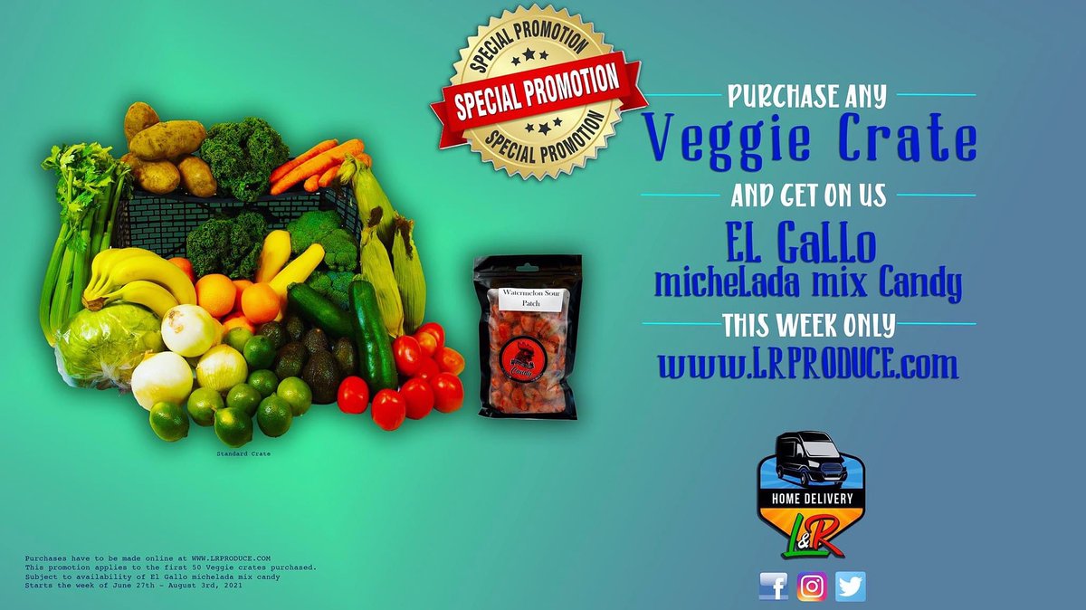 LRProduce's tweet image. Get yours today!!
lrproduce.com

🍎🥭🍆🥑🥦
#LRProduce #VeggieCrates #Promo #GoOnline #NeedvilleTx #SpringTx #CypressTx #RosenbergTx #WallisTx #SugarlandTx #HoustonTx #Houston #HTX #PearlandTx #EastHouston #KatyTx #RichmondTx #BaytownTx #LeaguecityTx #NasaTx #BayareaTx