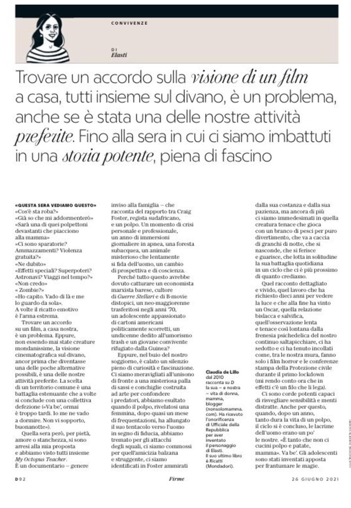 nonsolomamma's tweet photo. Noi e un polpo.
#elastirubrica su D La Repubblica di sabato scorso. https://t.co/iCAcj1NCMj
