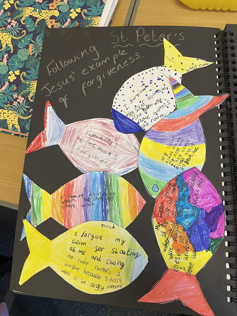 Year 4 reflected on their own forgiveness in celebration of St Peter’s day! We also enjoyed our class read all our St P today 🐠🐟