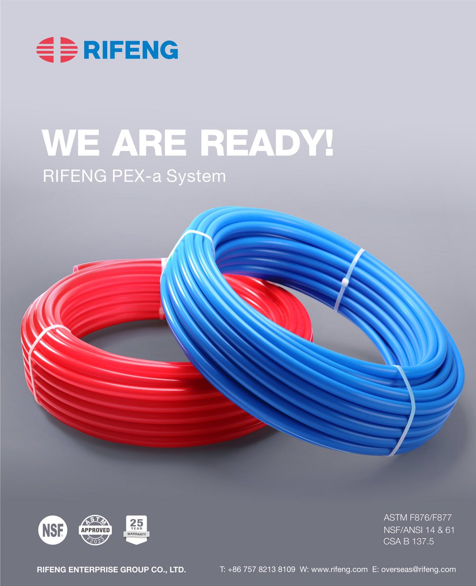 rifeng_official's tweet photo. #flexible #durable #affordable
💙RIFENG PEX-A Pipes💙with more flexibility is here to make pipe installation more stable yet simple, ever!💪💪
#rifeng #pex #pexa #plumbing #plumber #pipe #tubing #tube #plumbingsolutions #water #construction #architecture #manufacturer https://t.co/myXApztDyO