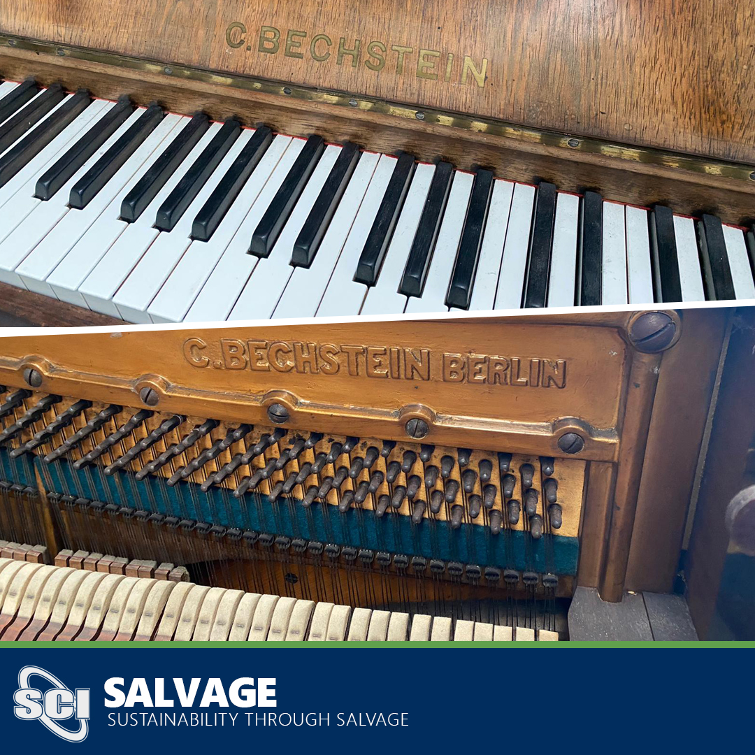 Turn of the century Bechstein 88 note overstrung upright piano.

Deemed as beyond economical #restoration by a policyholder led report and destined for #landfill, SCI Salvage collected and re-evaluated the piece. 

The result, an outright purchase offer made and accepted.
