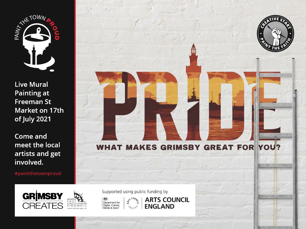 creativestartuk's tweet photo. Our Paint the Town Proud project is launching with community consultation, live mural painting & memory lane interviews at Freeman St Market Sat 17th July 11am - 3pm
#GrimsbyCreates #DCMS #DCMSArts #ace_thenorth #ace_national #GrimsbyHAZ #Grimsby #sparkgrimsby #mcNAFS https://t.co/wkG3gSADsW