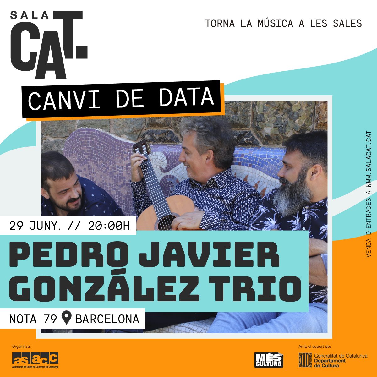 AsaccConcerts's tweet photo. Després de tres mesos on la música en directe ha pogut tornar a les sales de concerts, li diem adéu a #SALACAT amb la seva darrera actuació que tindrà lloc avui a la sala @Nota79bcn .
Entrades a https://t.co/om0YHqWC2w https://t.co/5eOHlyTp2Z