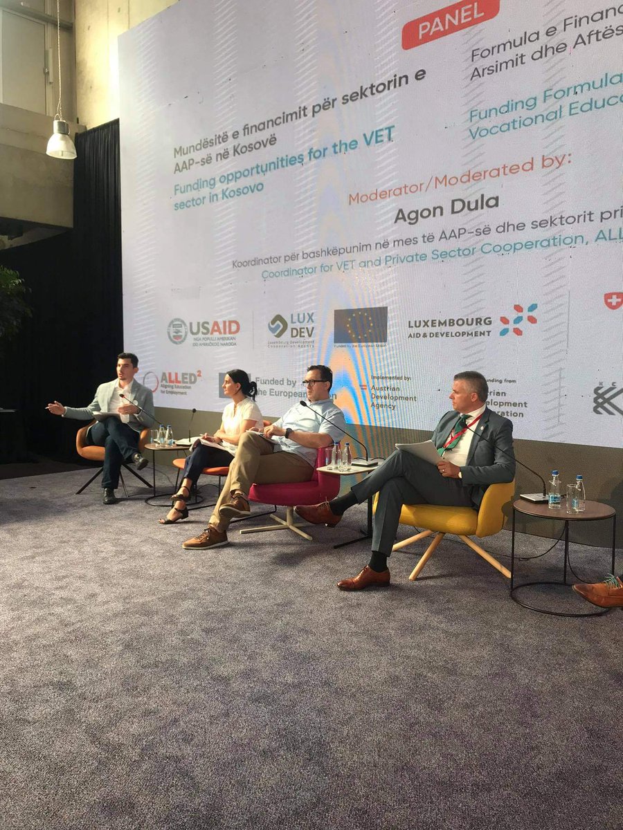 alled_2's tweet photo. Last but not least 4 the day, the panel on Funding opportunities 4 the #VET sector in #Kosovo where#ALLED2 coordinator @AgonDula is the moderator & @FetiuMjeku @MAShT_Kosova Dr.Edmond Hajrizi @UBTEducation Mr. Renato Vasili #KChF & Ilir Seferi from Besa foundation are panelists. https://t.co/XUMTiAjLkM