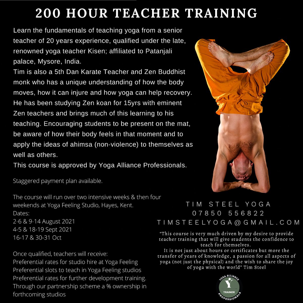 TimSteelYoga's tweet photo. 200hrs Foundation Yoga Teacher Training with a teacher of over 20 years experience. Message for more info #yogateachertraining #200hoursteachertraining #learntoteach #london #bromley #beckenham https://t.co/Uzl6ii2g2M