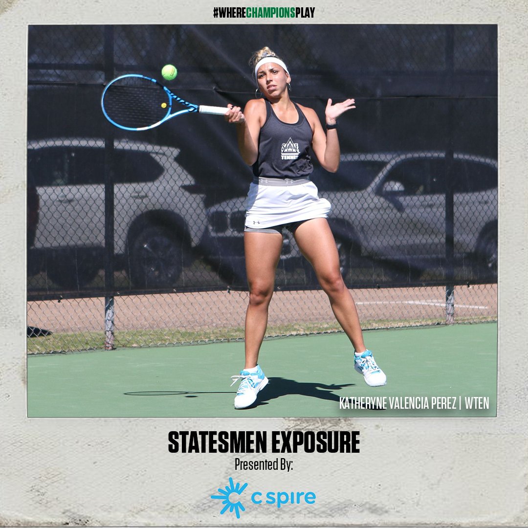 DSUStatesmen's tweet photo. Today’s “Statesmen Exposure,” presented by @CSpire, highlights @DeltaStateTEN's Katherine Valencia Perez!

Perez posted a 9-2 singles record and went 5-0 at No. 6 singles for the Lady Statesmen!

#WhereChampionsPlay🎾 https://t.co/ENJr0cKptQ