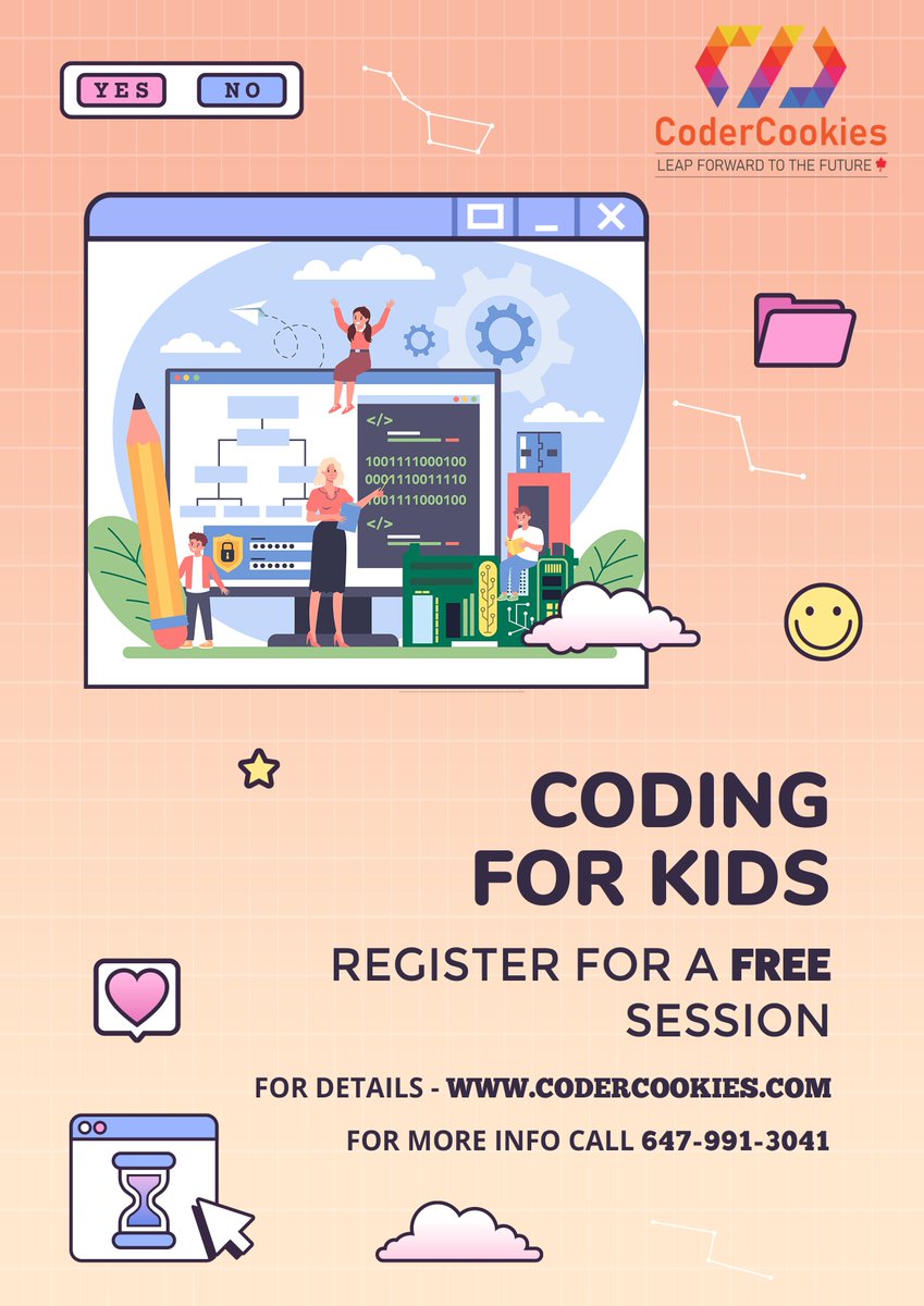 CoderCookies's tweet image. Coding for kids is typically gamified making it fun for kids to learn. Reserve your FREE spot for coding session with CoderCookies!
codercookies.com/free-lessons/
#coder #CoderCookies #softwareprogramming #codingclass #code #codingforchildren #kidscoding #Canadá #coding #codingisfun