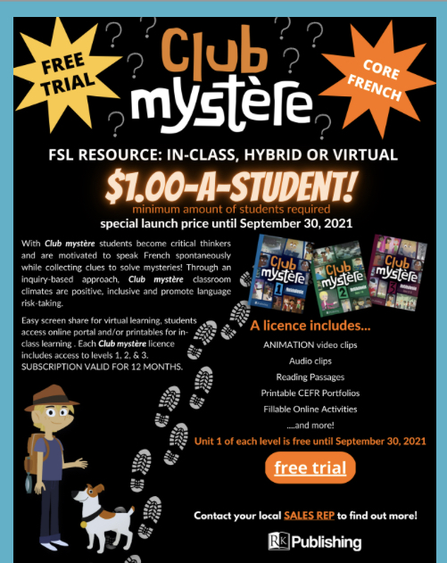 Core French Teachers!  $1.00-A-STUDENT virtual resource access, now free until September 30th for you to explore beta.rkpublishing.com/dashboard