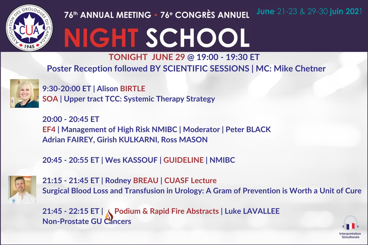 Canadian Urological Association (@canurolassoc) on Twitter photo 📢Join us for DAY 4 of 5 live tonight! #tuesdayvibe for #CUANightSchool2021 >To register: cuameeting.org/registration/
>Full meeting info: cuameeting.org
#CUAconnects #CUA2021 <a href="/mpchetner/">MPC</a> <a href="/AlisonBirtle/">💙alison birtle</a> <a href="/pcvblack/">Peter Black</a> <a href="/GSK_UofT/">Girish Kulkarni</a> <a href="/masonrossj/">Ross J Mason</a> <a href="/WesKassouf/">Wes Kassouf</a> <a href="/RodBreau/">Rod Breau</a> #NMIBC #CUASF 📢Join us for DAY 4 of 5 live tonight! #tuesdayvibe for #CUANightSchool2021 >To register: cuameeting.org/registration/
>Full meeting info: cuameeting.org
#CUAconnects #CUA2021 <a href="/mpchetner/">MPC</a> <a href="/AlisonBirtle/">💙alison birtle</a> <a href="/pcvblack/">Peter Black</a> <a href="/GSK_UofT/">Girish Kulkarni</a> <a href="/masonrossj/">Ross J Mason</a> <a href="/WesKassouf/">Wes Kassouf</a> <a href="/RodBreau/">Rod Breau</a> #NMIBC #CUASF