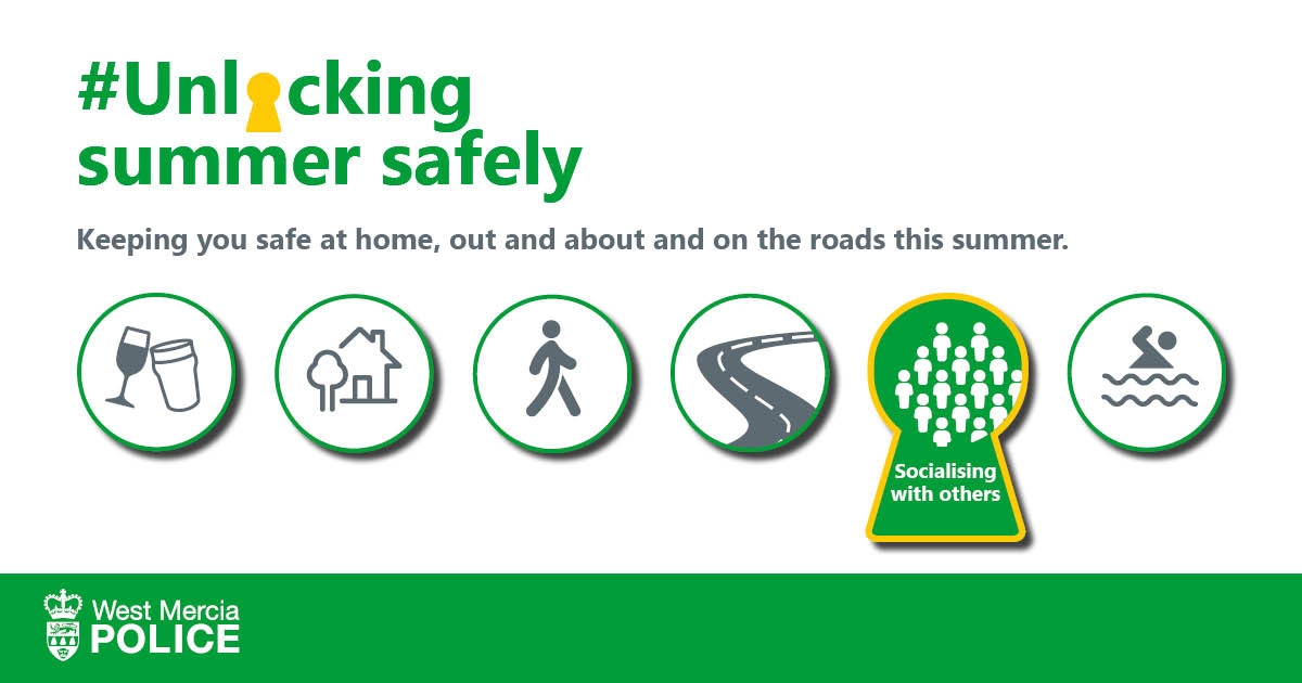 WMerciaPolice's tweet photo. It’s a big match tonight but please try to remember Hands, Face, Space, and Fresh Air as you’re cheering on England Vs Germany and stick to the Government regulations around the size of gatherings. Visit https://t.co/LUbHX5PaWl for more. #UnlockingSummerSafely #Euro2020 https://t.co/VAgCphPRlS