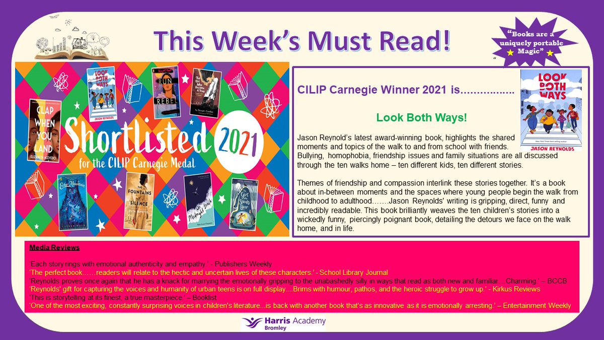 Last weeks book of the week was the #CILIP Carnegie winner for 2021.
<a href="/HarrisFed/">Harris Federation</a> <a href="/HFEDEnglish/">HarrisEnglish</a>