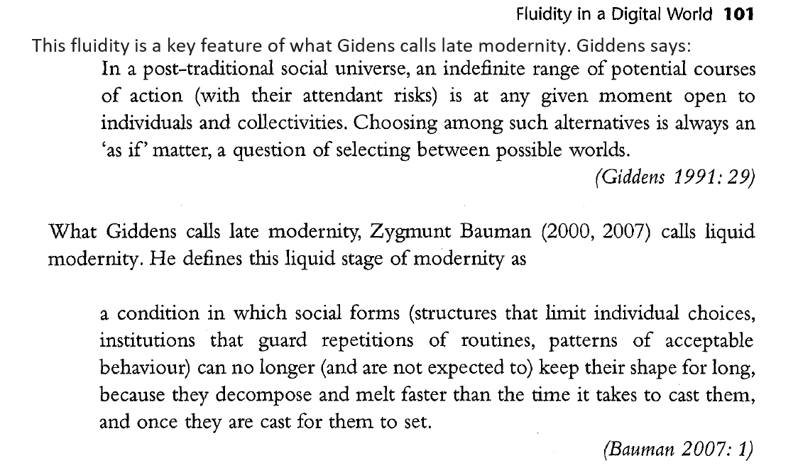 OliverZillig's tweet photo. Hinck grounds her analysis on concepts by Anthony Giddens (late modernity; a "social universe in which an indefinite range of potential courses are open) and Zygmnut Bauman (liquid modernity; "a conditionin in which social forms can't keep their shape for long")
#digimediapublics https://t.co/RnDYKavY7T