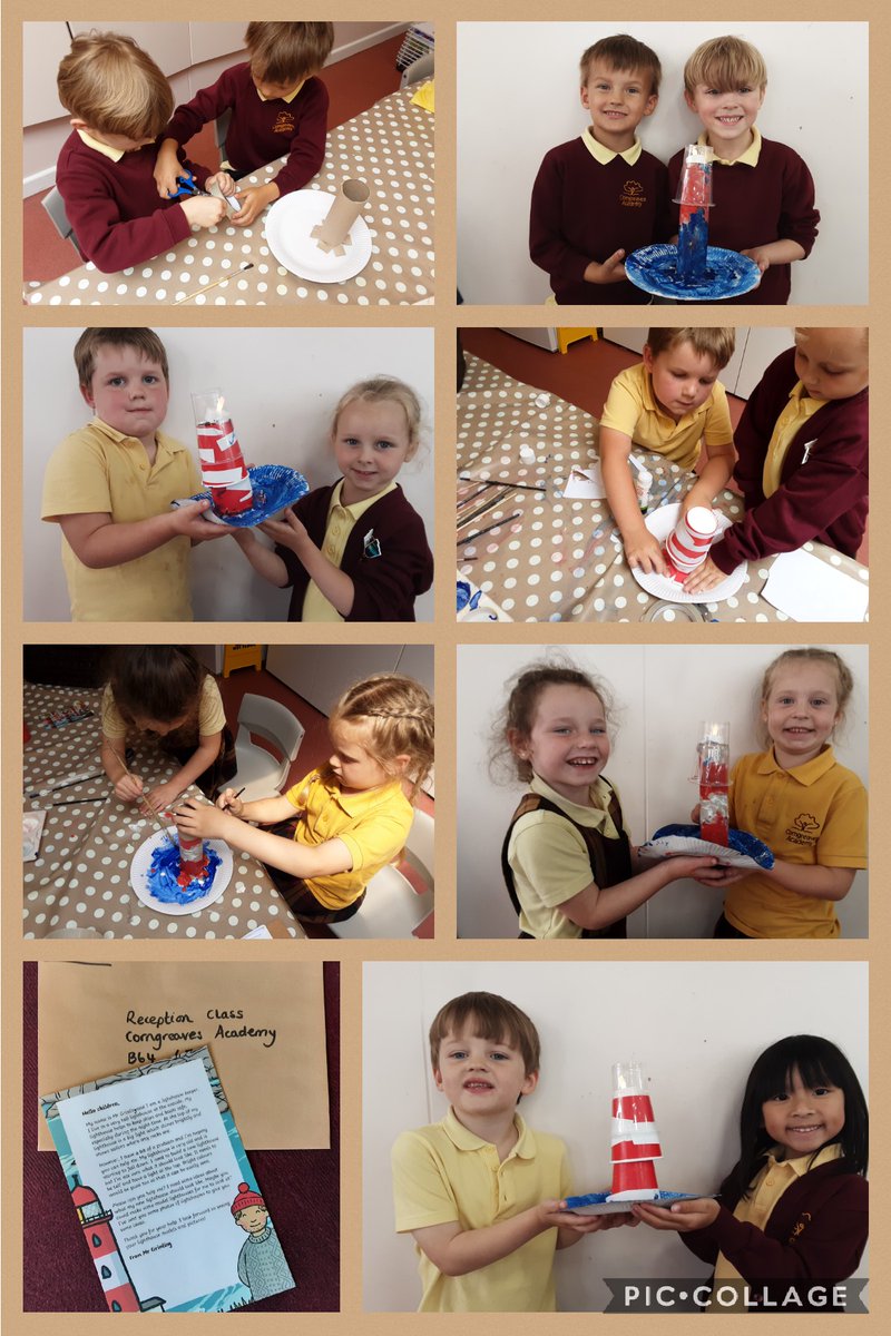 CorngreavesRec's tweet photo. Reception were so excited this afternoon when we received a letter from Mr Grinling asking us for help 🥳 We worked together to make model lighthouses for him🗼Can't wait for him to see them! https://t.co/VfmWzcvjmU