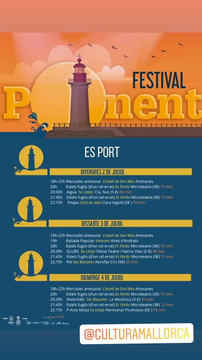 ponentfestival's tweet photo. #FestivalPonent a #Andratx, Es Port i #sArracó, 1-4 juliol 2021.
Entrades a https://t.co/HrZVO1Y3G1 🎟️ https://t.co/XCvibDgIvZ