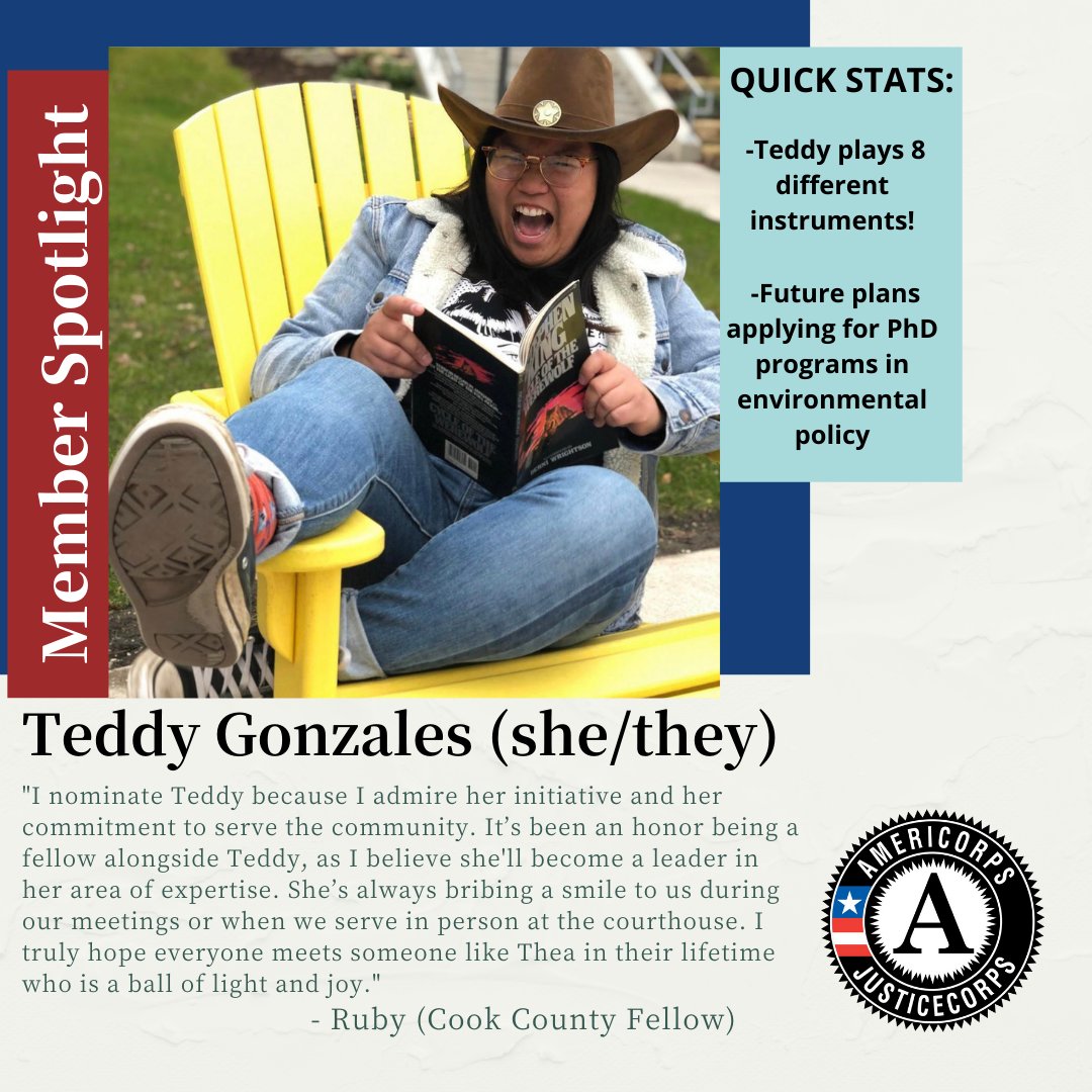 ILJusticeCorps's tweet photo. Today we are showing our appreciation for one of our Cook County Fellows, Teddy! Teddy has been dedicated to serving patrons who need help. Her hard work has never gone unnoticed! #amerithanks #americorps https://t.co/mR7VlcWvf7