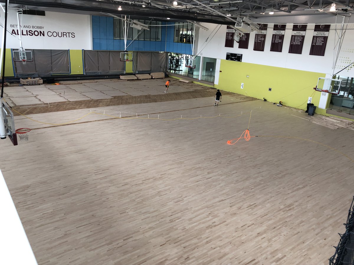 The Gymnasium Floor Replacement at Foster Recreation Center project is progressing well. It won't be long before students are able to play basketball on this beautiful new floor.