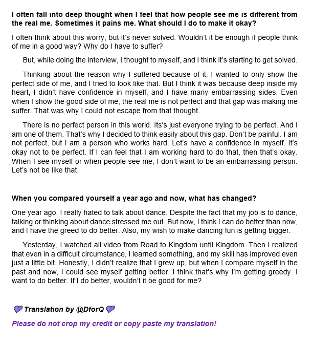 DforQ's tweet photo. 👑 THE BOYZ Q (Changmin) Interview - <BE YOUR OWN KING> Photobook
[English Translation]

💜 Please do not crop my credit or copy paste my translation (especially to other platforms)! https://t.co/Mv8xJtKOnX