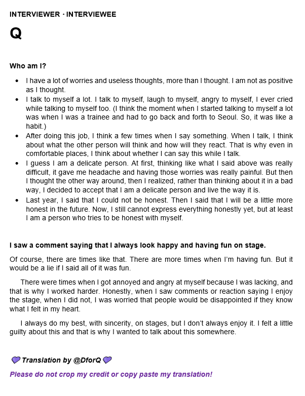 DforQ's tweet photo. 👑 THE BOYZ Q (Changmin) Interview - <BE YOUR OWN KING> Photobook
[English Translation]

💜 Please do not crop my credit or copy paste my translation (especially to other platforms)! https://t.co/Mv8xJtKOnX