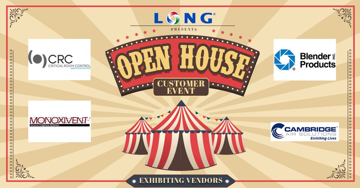 We're thrilled to have Critical Room Control, Monoxivent, Blender Products, and <a href="/cambridgeair/">Cambridge Air Solutions</a> joining us as exhibiting vendors at the LONG Open House! Reach out to your LONG salesperson if you'd like to register. #LONG #HVAC #BuildingAutomation #SecuritySolutions #OpenHouse