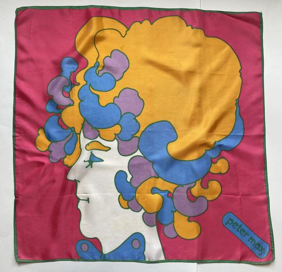 Rare Vintage 1960s Peter Max Pink Psychedelic Designer Colourful Abstract Acetate Hand Rolled Scarf- Silk Vintage Gift by VintageScarfBoutique dlvr.it/S2k1cR
