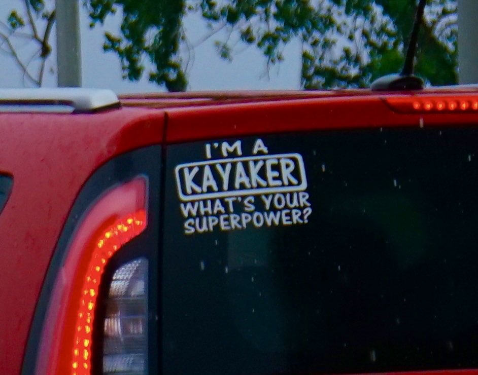 homewithlu's tweet photo. Isn’t this a PERFECT decal for @JudyDudley? #kayakqueen #ottcity #getoutside #kayak #passengerpics #superpowers https://t.co/sehBxhPxzL
