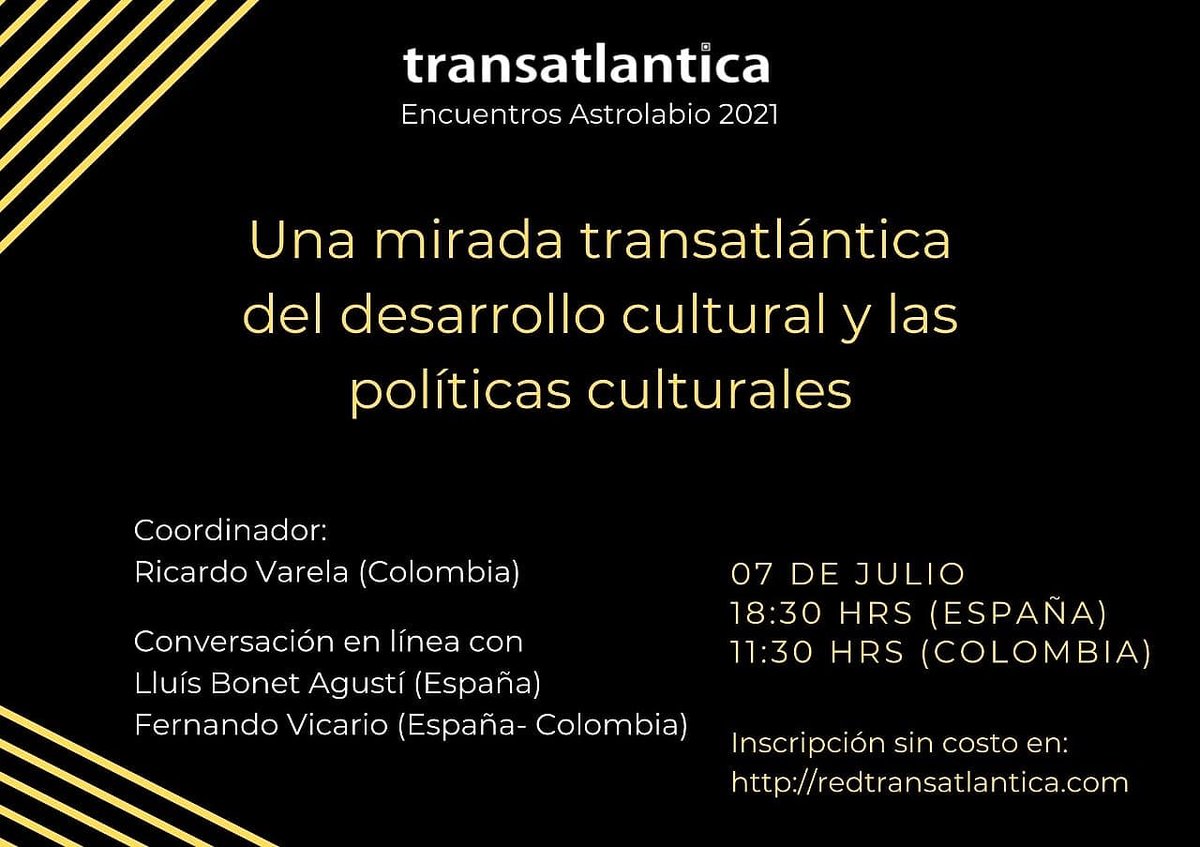 smARTsProjects's tweet image. Os invitamos a #Astrolabio, conversatorio con dos expertos españoles en políticas culturales, a propósito de las diferentes perspectivas del desarrollo cultural en ambos lados del Atlántico:  mailchi.mp/253a47da47ce/t… @mincultura @FundaCULTA @LaCulturalFM