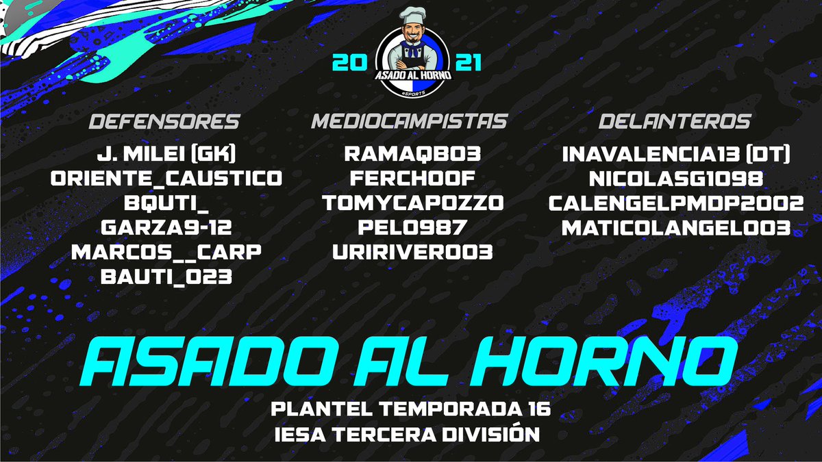 Presentamos a nuestro plantel que buscará el ascenso a la B en la temporada #16 de <a href="/IESAFIFAar/">IESA Argentina</a>.
#VamosAAH