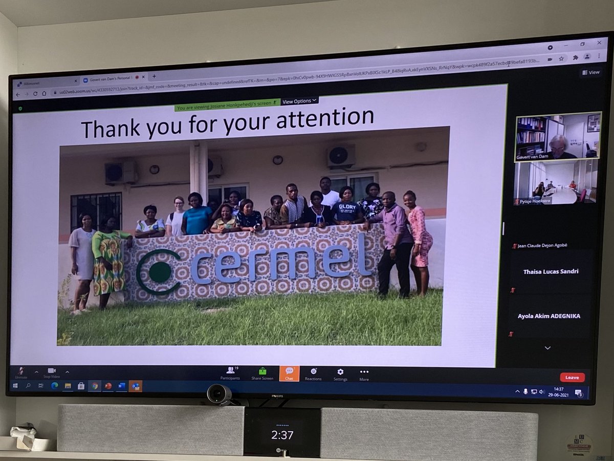 freeBILy (@free_bily) on Twitter photo The second and last day of our annual meeting mainly focused on field updates from the trial in Gabon 🇬🇦
Many thanks to all partners for their contributions to this online meeting, hopefully next year F2F again!
<a href="/CERMEL_Gabon/">CERMEL</a> @BNITM_de <a href="/ISGLOBALorg/">ISGlobal</a> <a href="/uni_tue/">Universität Tübingen</a> <a href="/LUMCPara/">LUMC Parasitology</a> <a href="/EDCTP/">EDCTP</a> The second and last day of our annual meeting mainly focused on field updates from the trial in Gabon 🇬🇦
Many thanks to all partners for their contributions to this online meeting, hopefully next year F2F again!
<a href="/CERMEL_Gabon/">CERMEL</a> @BNITM_de <a href="/ISGLOBALorg/">ISGlobal</a> <a href="/uni_tue/">Universität Tübingen</a> <a href="/LUMCPara/">LUMC Parasitology</a> <a href="/EDCTP/">EDCTP</a>