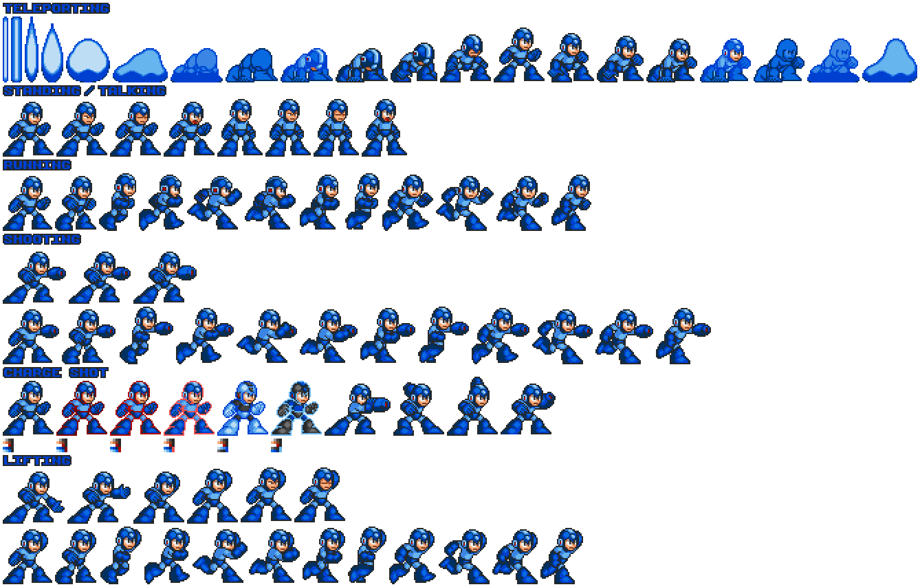 megaman x sprite grid