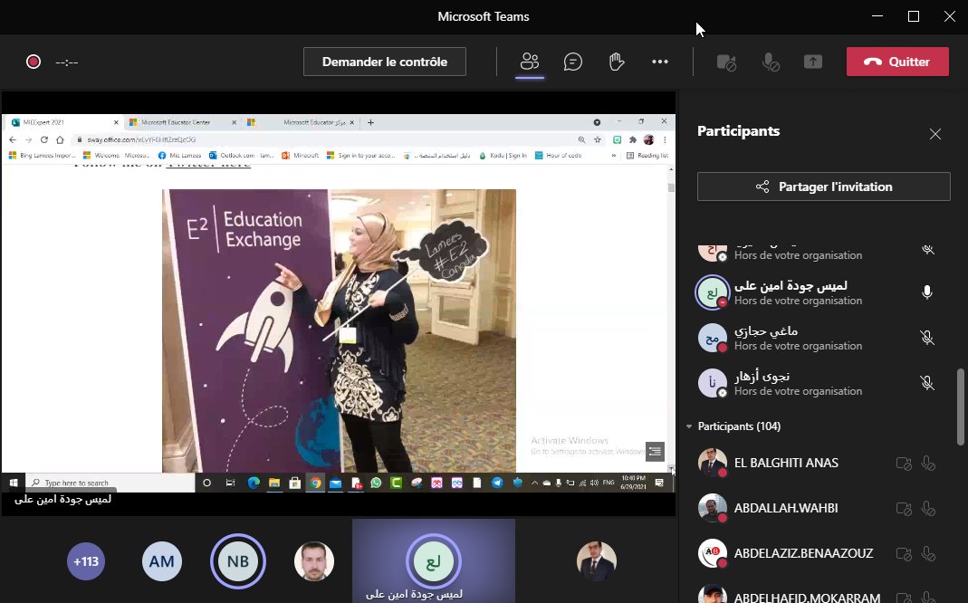 EL BALGHITI ANAS (@elbalghitianas) on Twitter photo Now session About MIEExpert Thank you so much <a href="/AyoubiHasnae/">HasnaeElayoubi</a> <a href="/anassql/">Anas Belabbes</a> <a href="/ilhamlaaziz/">ilham laaziz الهام لعزيز</a> <a href="/elbakkali_aziz/">Aziz EL BAKKALI</a> <a href="/LameesGouda/">Lamees Gouda</a> <a href="/magy_hijazi/">Magy Hijazi</a> <a href="/abeershahin0/">Abeer Shahin</a>
#MIEExpert #MicrosoftEDU #TaalimTice
<a href="/MicrosoftEDU/">Microsoft Education</a> @MarocEducation <a href="/taalimtice/">taalimtice</a> <a href="/AchaouiHind/">hind achaoui</a> <a href="/wahbi_abdallah/">Abdallah Wahbi</a> <a href="/NaimaBacime/">NAIMA BACIME</a> <a href="/k_belfakir/">karim belfakir</a> Now session About MIEExpert Thank you so much <a href="/AyoubiHasnae/">HasnaeElayoubi</a> <a href="/anassql/">Anas Belabbes</a> <a href="/ilhamlaaziz/">ilham laaziz الهام لعزيز</a> <a href="/elbakkali_aziz/">Aziz EL BAKKALI</a> <a href="/LameesGouda/">Lamees Gouda</a> <a href="/magy_hijazi/">Magy Hijazi</a> <a href="/abeershahin0/">Abeer Shahin</a>
#MIEExpert #MicrosoftEDU #TaalimTice
<a href="/MicrosoftEDU/">Microsoft Education</a> @MarocEducation <a href="/taalimtice/">taalimtice</a> <a href="/AchaouiHind/">hind achaoui</a> <a href="/wahbi_abdallah/">Abdallah Wahbi</a> <a href="/NaimaBacime/">NAIMA BACIME</a> <a href="/k_belfakir/">karim belfakir</a>