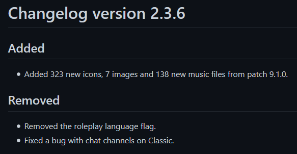 TotalRP3's tweet photo. Total RP 3 version 2.3.6 is now available! This version adds content from patch 9.1 in addition to a couple of minor changes.
https://t.co/Jb2A3cVvqD https://t.co/339kBxz7Wq