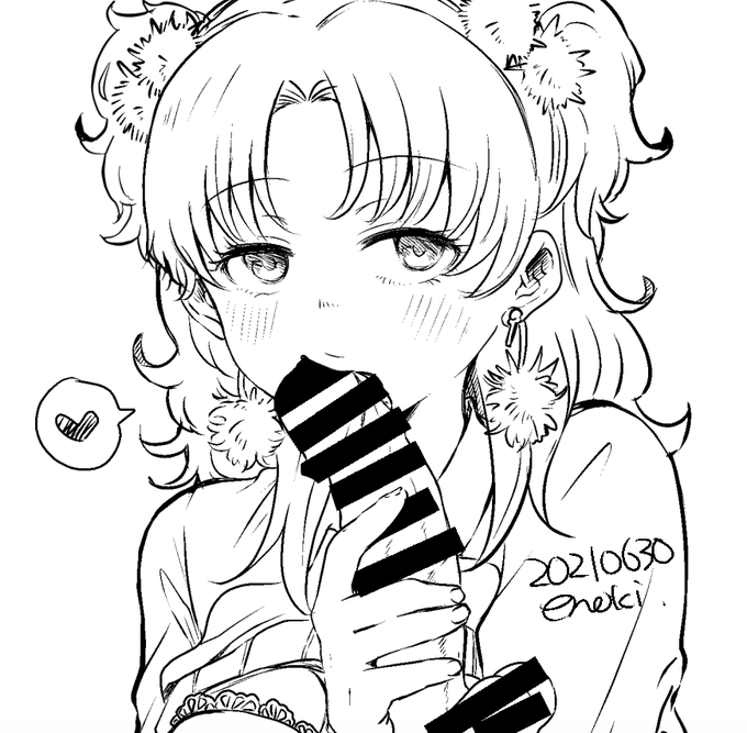 (R18/NSFW)創作キャラのさなちゃん。でかい胸とでかいディルドを持っている 