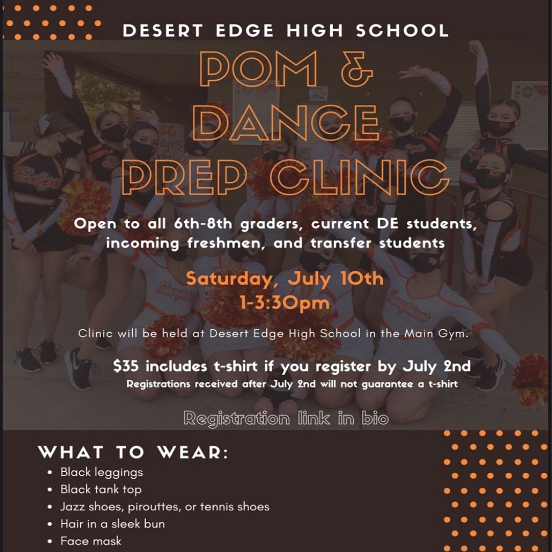 Calling all 6-12th Grade Dancers! Are you interested in pom or dance? 
.
DEHS Pom &amp; Dance Prep Clinic is designed to prepare dancers for high school level dance team tryouts as well as the audition process! Click the link in our bio to register!